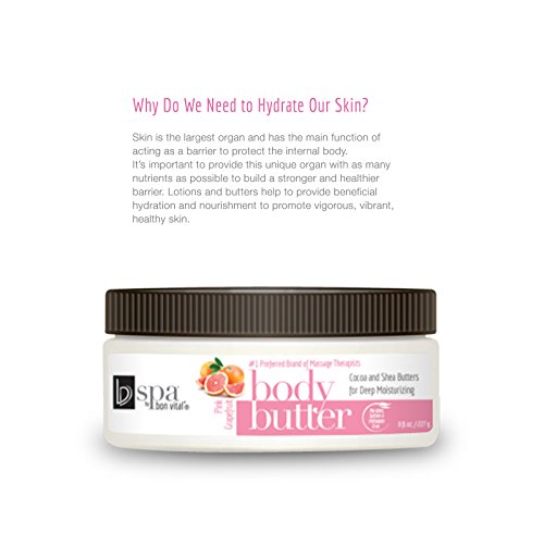 Bon Vital Bv Spa Body Butter, Pink Grapefruit Scented Whipped Moisturizer With Cocoa Butter, Shea Butter, And Beeswax, For Women, Moisturizer Cream For Soft Skin #TOP1
