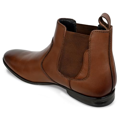 Image of Allen Cooper Men's Black /Tan Leather Chelsea Boots - Stylish Formal & Casual Wear