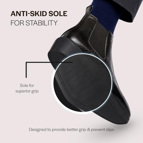 Image of FAUSTO Men Textured /Embossed High Ankle Chisel Toe Slip On Chelsea Boot | Stylish, Durable & Comfortable Cuban Boots | Memory Cushioned Insole