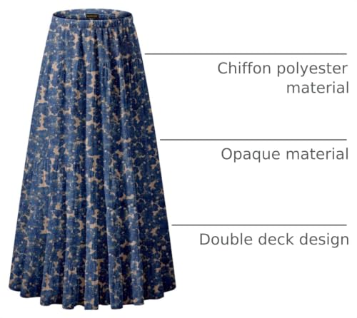 Image of NASHALYLY Women's Chiffon Elastic High Waist Pleated A-Line Flared Maxi Skirts