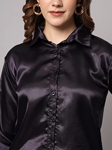 Image of FUNDAY FASHION Women Solid Formal Satin Regular Fit Shirt