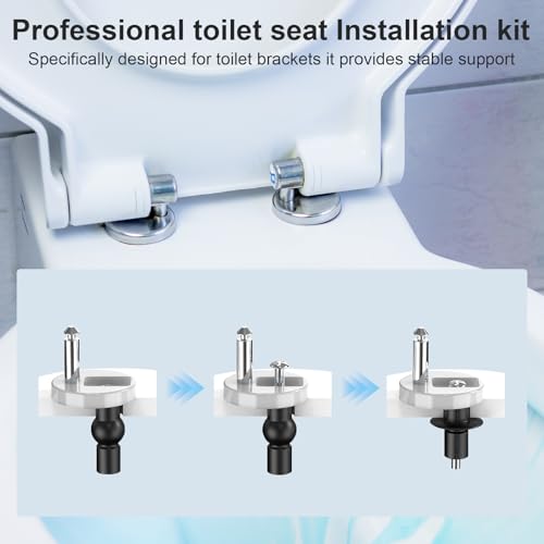 BOBOPACK 2 Stück WC Sitzscharnierbefestigung, Sitzscharnier aus Edelstahl, Klodeckel mit Absenkautomatik, WC Deckelverschraubung, mit Ersatz-Gummischraube und mutter für WC Sacklöcher