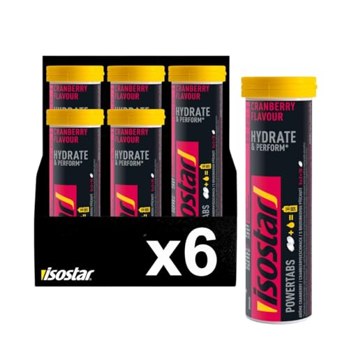 Isostar Sabor Arandanos, Hydrate & Perform Powertabs, Fórmula Isotónica, Preparado para Bebida de Aporte de Glúcidos y Electrolitos, Resistencia en Entrenamientos Prolongados, 120 g