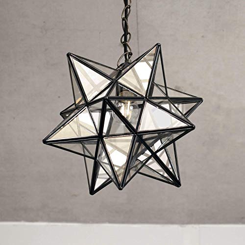 Lustre suspension réglable noire pentagramme e27 rétro industrie