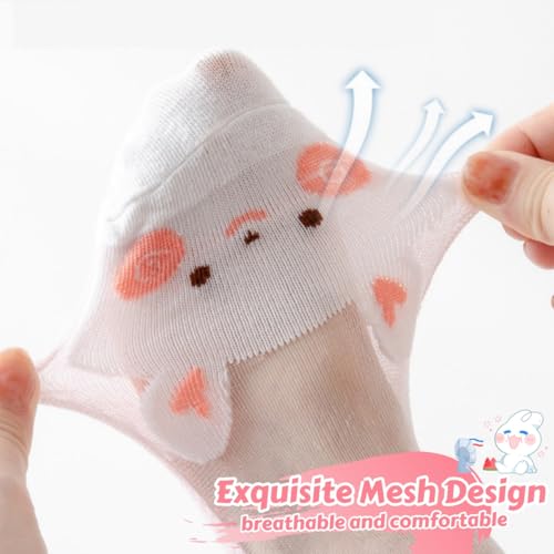 5 Pairs Toddler Girls Kids Socks, Summer Cute Animal Soft Cotton Thin Mesh Socks, 1~12Years4