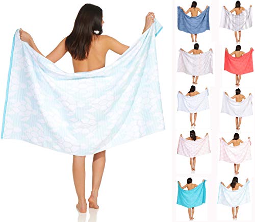 Naturawalk - Toalla de rizo 100% algodón orgánico, toalla de playa, sauna, pestemal, pareo y toalla de baño en uno 96 x 180 cm Turin