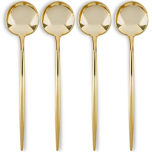Plastic Soup Spoons | Gold | Novelty Flatware | 32 Pcs.