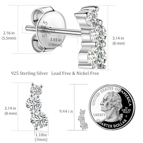 Moissanite Stud Earrings D Color VVS1 Clarity Lab Moissanite Earrings 18K Gold Plated 925 Sterling Silver Friction Back Climbing Ears for Women3