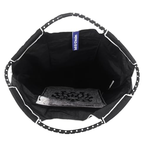 Image of Ball&Chain Summer Embroidery Beach Tote Bag - Stylish, Spacious, and Perfect for Women,Mom, Friends Great Gift. (Black, Large)