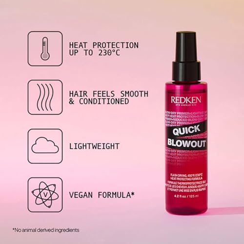 Image of Redken Quick Blowout Lightweight Hairspray for Fast Blow Dry, 125 ml | Lightweight Blow-dry Primer Spray. Speeds up blow-dry and styling time while adding heat protection.