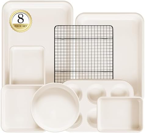 8-Piece Non-stick Baking Pans Set – Stackable Bakeware Set for Kitchen, Carbon Steel Baking Set with Cookie Sheet, Roasting Pan, Cake Pan, Muffin Pan, Cooling Rack, Baking Essentials Supplies - Thumbnail 5