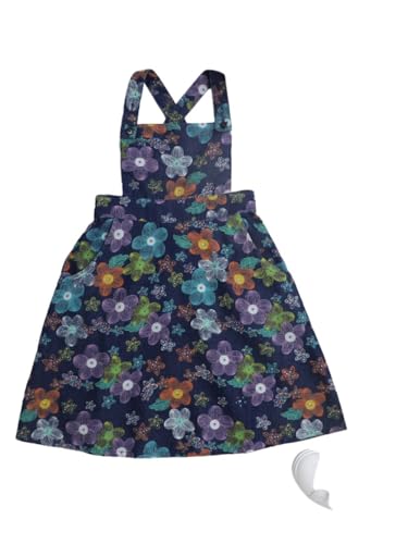 Image of The Magic Wand Kids Girls Printed Casual Dresses, Knee Length Singlet Strap Fit & Flared Cotton Once Piece Stylish Frocks for Summer Season
