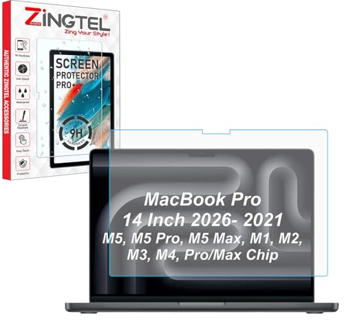Image of Screen Protector Compatible With MacBook Pro 14 Inch 2026-2021 M5, M5 Pro, M5 Max, M1, M2, M3, M4, Pro /Max Chip Flexible Fiber 9H Hardness Screen Protector Not a Tempered Glass