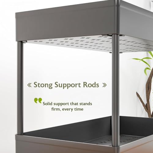 Image of TEKCOOL Plastic Storage Rack for Bedroom /Shelf for Bedroom /Bathroom Storage Rack /Trolley for Kitchen Storage /Multipurpose Storage Rack (Black, 2 Layer)
