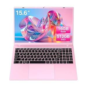 Laptop de 15.6 pulgadas, 16 GB de RAM, SSD de 512 GB, color rosa, con Pentium Gold 6500Y (hasta 3.4 GHz), tipo C, USB3.2, BT5.2, WiFi5, FHD IPS portátiles ideales para negocios y estudiantes