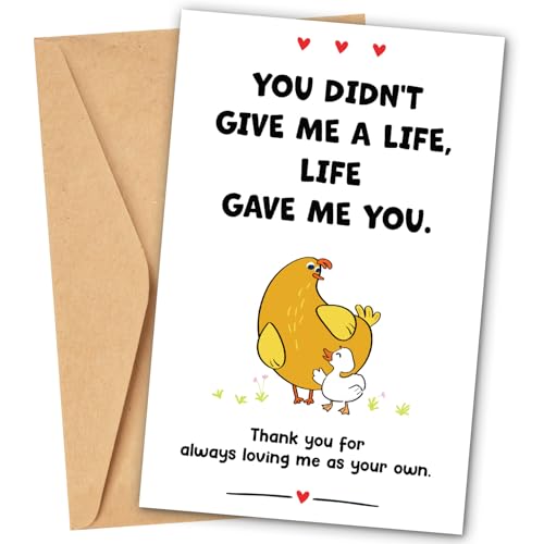 Bonus Mom Mothers Day Card Funny - Stepmom Mother's Day Card with Envelope - Hilarious Greeting Card for Step Mom, Bonus Mother - Unique Stepmother Gift Ideas from Stepdaughter, Stepson - 5x7 Inch