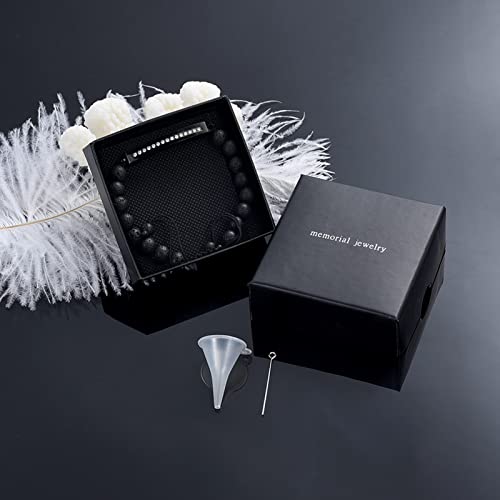 Image of memorial jewelry Classic Crystal Urn Bracelet Lava Stone 316L Stainless Steel Cremation Bangle Keepsake Urn Bracelet for Ashes