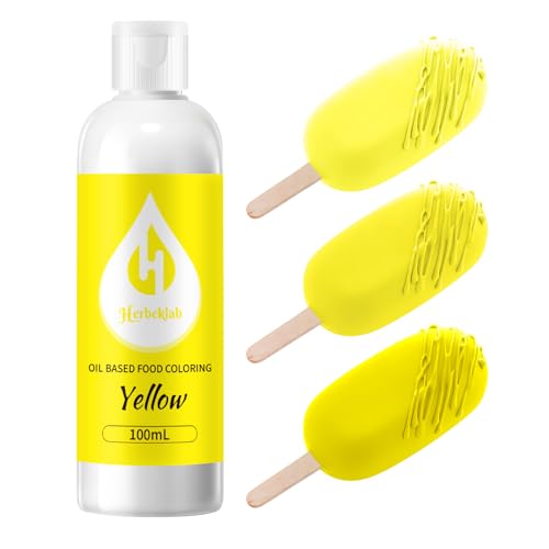 Image of Yellow Oil Based Food Coloring for Chocolate - Herbeklab 100ml Professional Concentrated Oil Food Dye for Candy Melts, Chocolate, Cake Pops, Strawberries & Baking