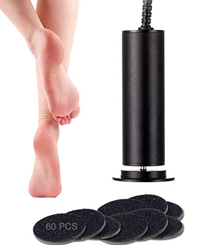 Electric Foot File with 60pcs Replacement Sandpaper Disk, Professional Pedicure Foot File Sander for Men Women Dead Cracked Hard Dry Skin（Large）