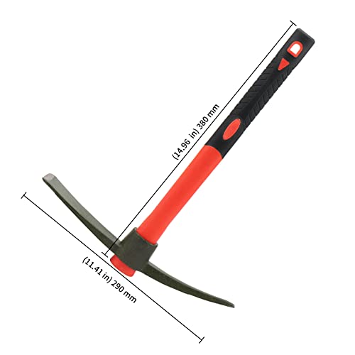 KEILEOHO 15 Inch Pick Mattock, 38x29cm Pick Mattock Hoe with Handle, Garden Mattock, Pickaxe for Gardening, Planting Camping - Image 2