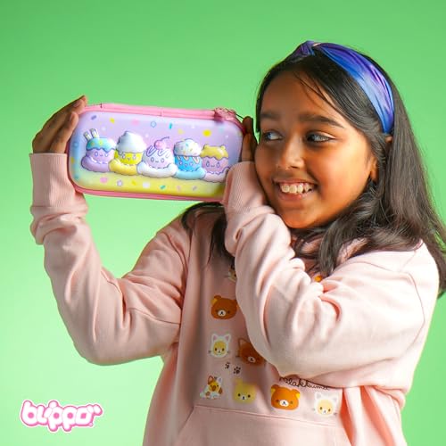 Image of Blippo Pink Rainbow 3D Hardshell Pencil Case, Pencil Box for Girls, with Mesh Bag and Compartments, Kawaii Pencil Bag, Sturdy, Protects School Supplies