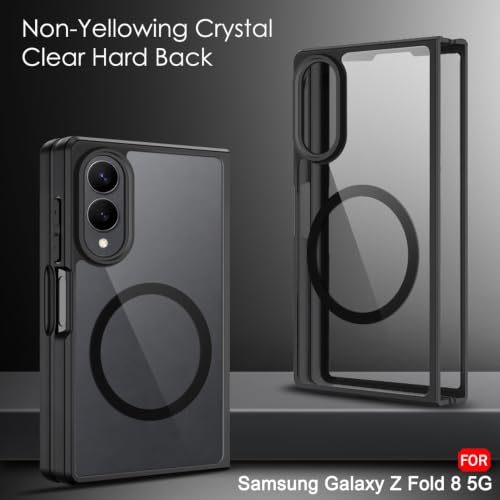 Image of TheGiftKart Hybrid Shockproof Back Cover Case for Samsung Galaxy Z Fold 8 5G Compatible with MagSafe | Hard Back Cover Case for Samsung Z Fold8 5G (PC & TPU, Transparent Clear Back, Black Sides)