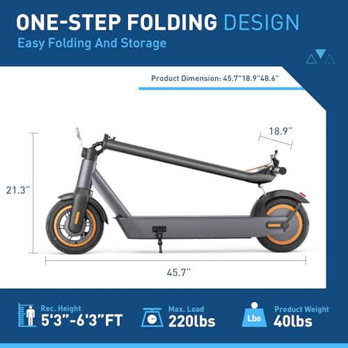 Image of Hiboy S2 /S2 MAX Electric Scooter, 40.4 Miles Range & 19 Mph | 500W Motor, 10 inch Self-Sealing Tire E-Scooter, Folding Commuter & Dual Braking System Electric Scooter for Adults