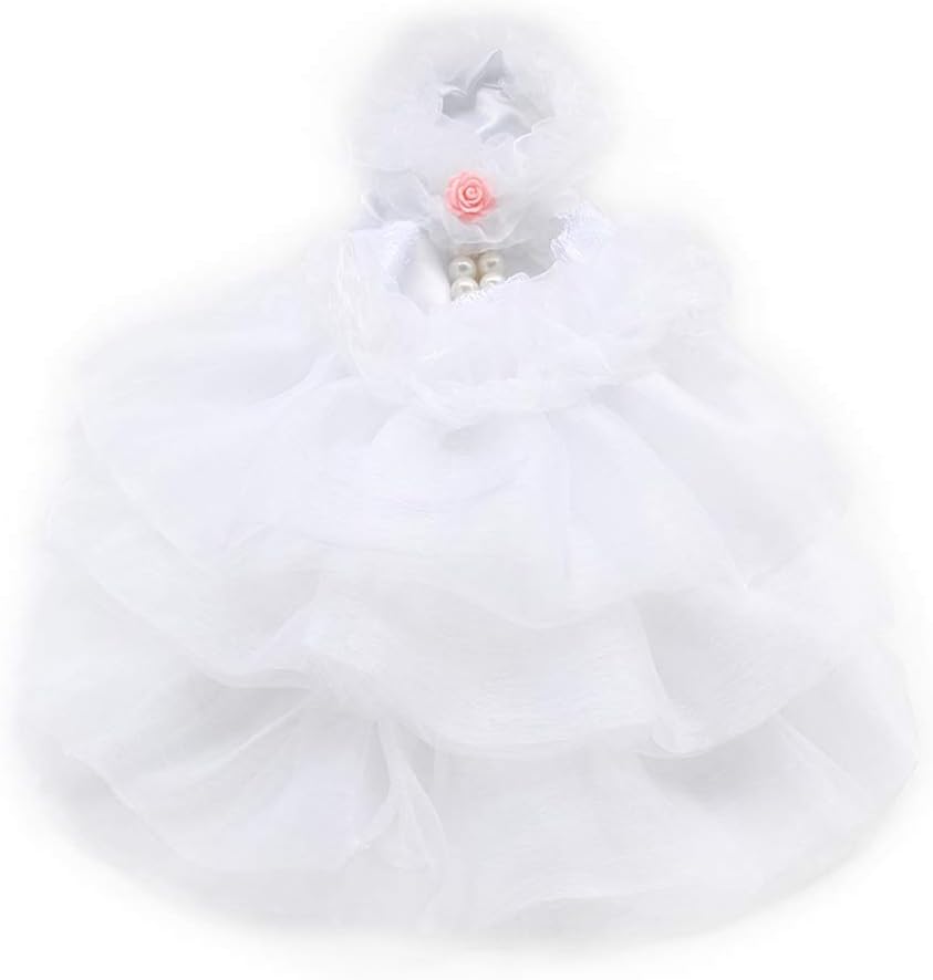 Imitation Pearls Decorate Fashion Dog Dress Dogs Wedding Dresses Pet Skirt Costume Supplies (Color : Pink Size : X-Large) (Pink Small)