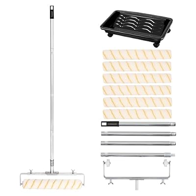 12 Pcs 18 Inch Paint Roller Kit,12-18" Adjustable Roller Frame,Large Paint Roller with Tray,1-5 Ft Steel Pole Paint Roller Set,18" Paint Roller Sleeves 23.6'' Paint Roller Tray for Wall Ceiling