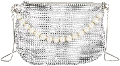 Evening Clutches For Weddings,Silver Purse For Wedding,Metallic Silver
