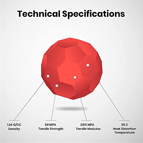 Image of NUMAKERS PLA+ 3D Printer Filament, 1.75mm Red, Dimensional Accuracy + /- 0.03 mm, 1 kg Spool (2.2 lbs), Compatible with Most FDM Printers (Red)