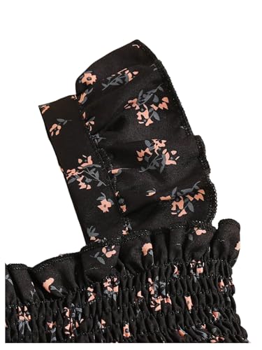 SOLY HUX Toddler Girl's Floral Print Dress Square Neck Cap Sleeve Shirred A Line Ruffle Hem Summer Midi Dresses4