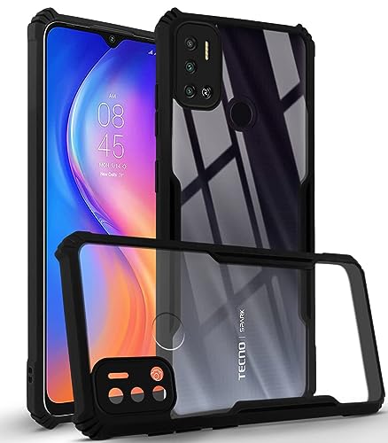 Image of Jkobi Back Cover Case for Tecno Spark 6 Air (Shockproof with Polycarbonate Clear Panel | Professional Black)