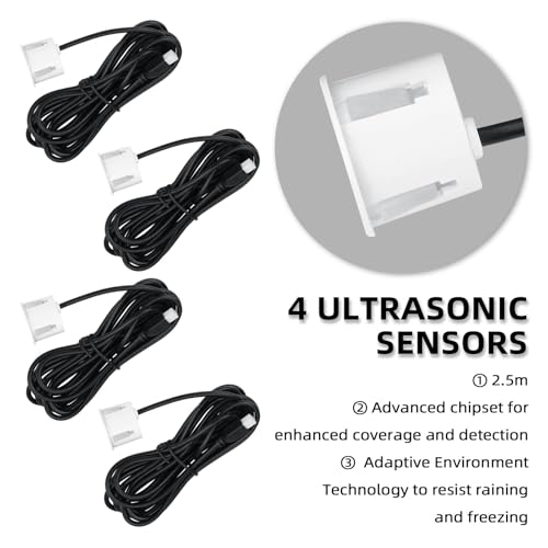 Image of LCD Parking Sensor Kit - Displays Data on Original Screen, Easy Rear Installation, Compatible with All Camera Formats (AHD, CVBS), 18 Probe Colors to Match Any Vehicle(White)