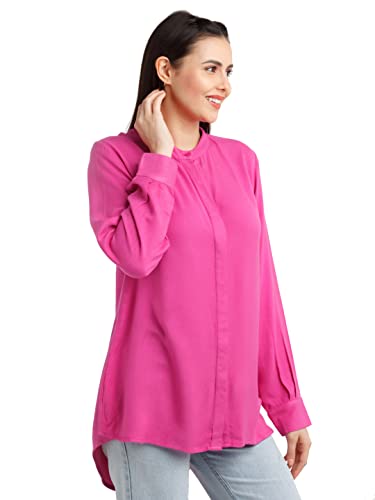 Image of Zink London Women's Pink Solid Regular Shirt