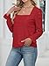 UNCOOYEE Blouses for Women Dressy Casual Work Going Out Eyelet Square Neck Puff Long Sleeve Embroidered Lace Crochet Boho Tops Trendy Fall Fashion 2025 Red Small