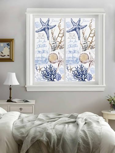 Película para ventana privacidad frost, azul y marrón, 17.7 x 39.3 pulgadas miniatura 5