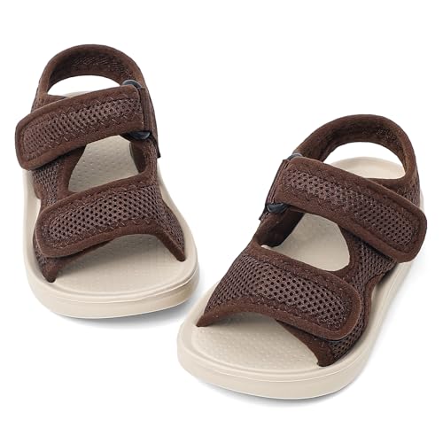 Image of MK MATT KEELY Unisex Kids Summer Slide Sandals Baby Comfort Anti-Slip Open Toe Adjustable Walking Beach Shower Shoes for Boys Girls