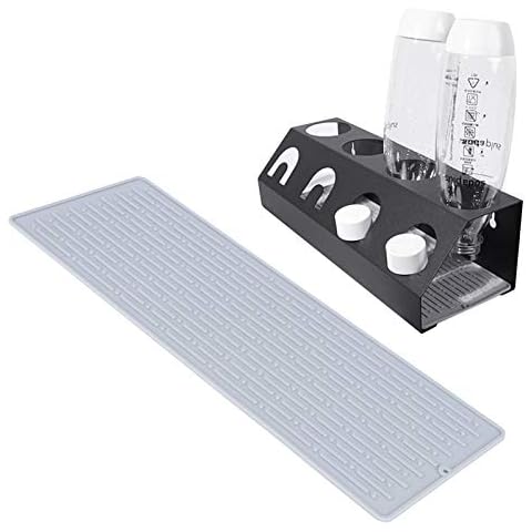 Geschirrtrocknungsmatte, Silikon-Abtropffläche-Trockenkissen ohne Bpa Umweltfreundliche hitzebeständige Topfmatte mit Abflussstrukturen, um das Trocknen von Soda-Flaschen zu gewährleisten(4-Hole) Cover