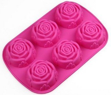 Allforhome 6-er Silikon-Form zum Backen und Basteln, Form"Rose", für Kuchen, Muffins, handgefertigte Seife, Kekse, Schokolade, Eiswürfel Cover