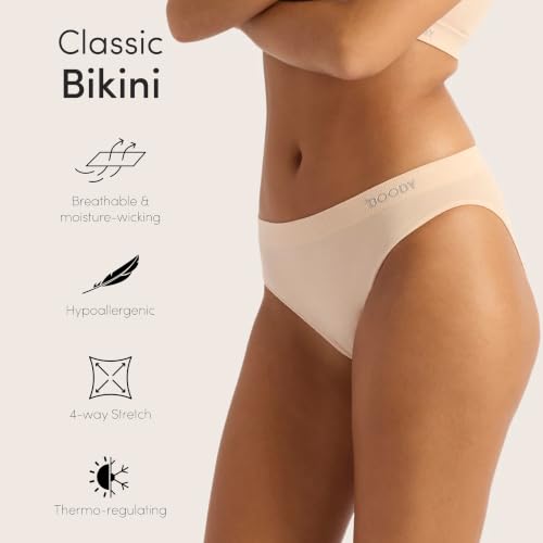 Image of Boody -Classic Bikini -Women's Underwear -Mid Rise, Moderate-Full Coverage Fit -Soft, Flat-Ribbed Waistband -Bamboo Viscose