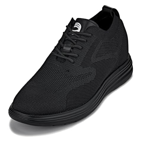 CALTO Men's Invisible Height Increasing Elevator Shoes - Black/Black Sole Ultra Light-Weight Lace-up Knitted Sporty Walker - 2.8 Inches Taller - X2631 - Size 9 D(M) US Cover