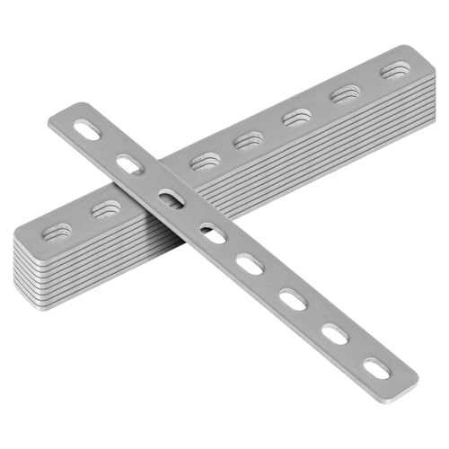 GBGS 10 Pcs 8-1/8" Flat Straight Brace Brackets,Slotted Slightly Adjustable Mending Plate,Slot for 5/16" Screw
