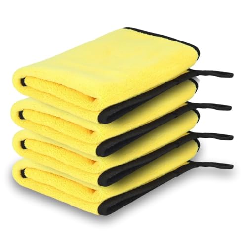 Image of Btag Microfiber Cleaning Cloth, 40x60 cms 600 GSM | Highly Absorbent,Lint and Streak Free, Multi-Purpose Wash Cloth for Kitchen,Car,Window,Stainless Steel,Silverwear(Yellow 40x60cms) Pack of 4