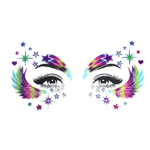 halloween face tattoo Rainbow Glitter Temporary Tattoos face eye Stickers Crystal Mermaid Eyes glitter face tattoo for Festival Party Women