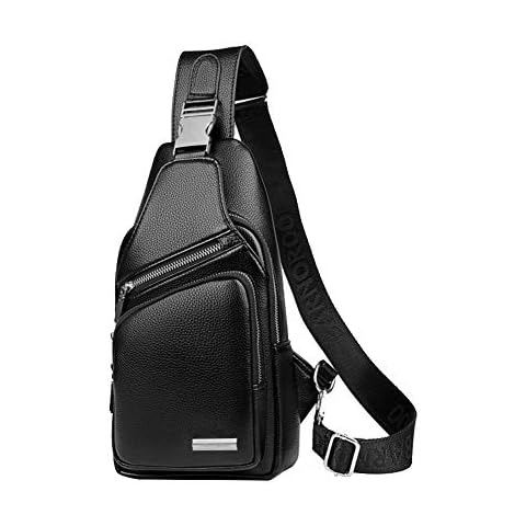 Leathario Men PU Leather Chest Bag Sling Bag Shoulder Bag Crossbody Casual Bag Pack Multipurpose Cover