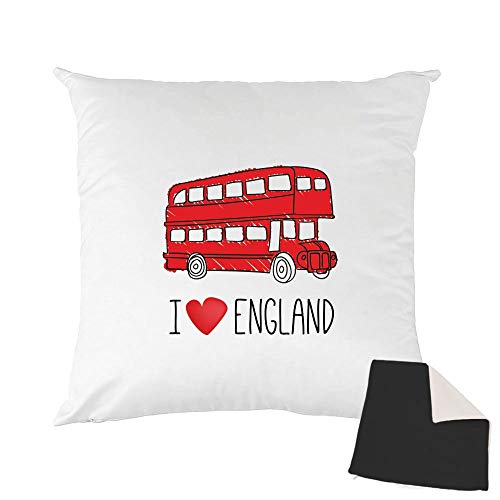 Mygoodprice Housse de Coussin Bicolore imprimé 40x40 cm London Bus Noir