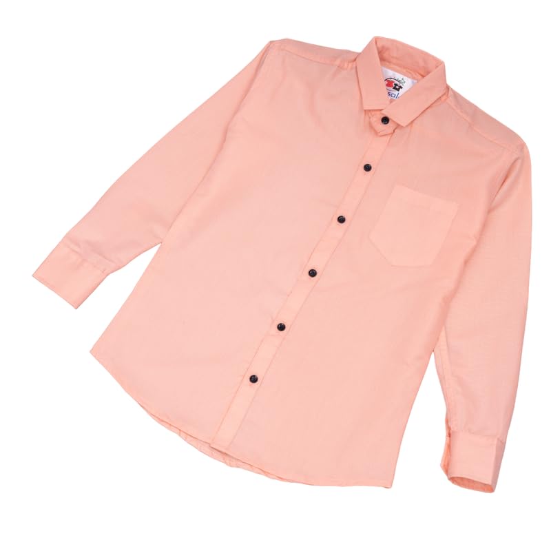 Image of Boy's Kids Regular Fit Solid Pattern Cotton Shirt with Pocket Collared Neck Long Sleeve Button Down Closure Type and Standard Length | Boys Cotton T-Shirts Set | Shirt for Boy