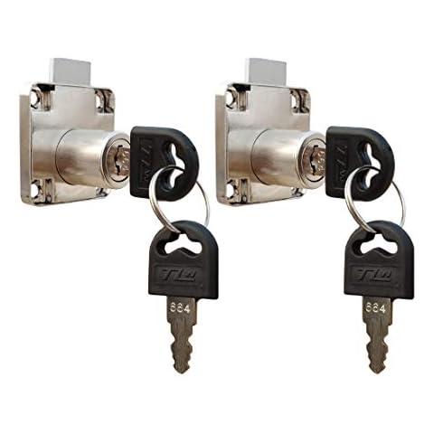 VictorsHome Cam Drawer Lock - 3/4 Inch (19mm) Bore 7/8 Inch (21mm) Cylinder Length Chrome for Office Desk Cabinet Door, Keyed Alike, 2 Pcs Cover
