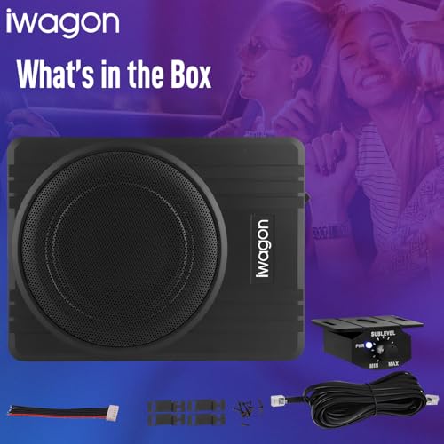 Image of iWagon- Car Subwoofer IWAG-06, N Series (10 Inches) Active Underseat Subwoofer 1200, RMS Power 1200 Watts, Ultra Sleek, Shallow subwoofer, high Level Input /Audio - line Input
